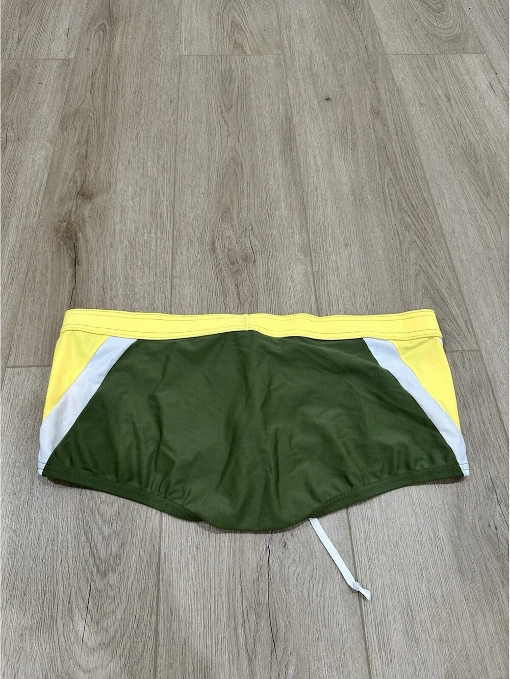 NWT N2N Bodywear Men's Swim Wear Olive Green Yellow Size XL